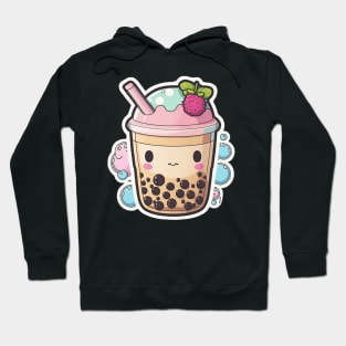 Cute Bubble Tea Cartoon Anime Boba Drawing Hoodie